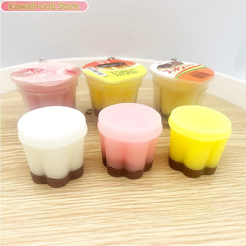 Soft NEW Fidget Toy Novelty Pudding Squeeze Decompress Toy Keychain Cute Stress Relief Toys Backpack Pendant Kids Adults Gift