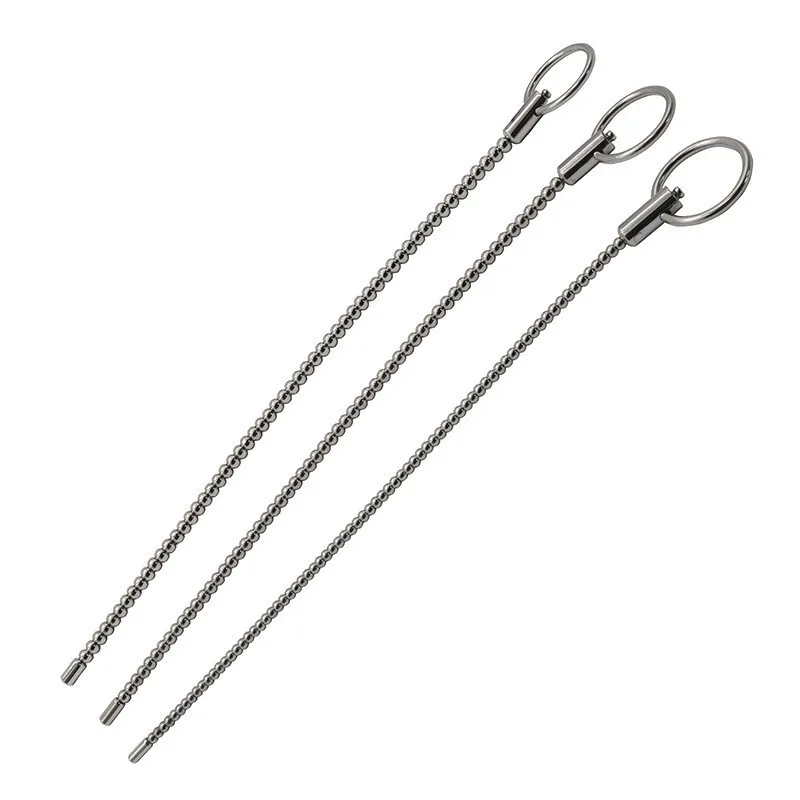 Super Long Stainless Steel Beaded Urethral Sound Catheter Penis Plug Metal Dilator Horse Eye Stimulation Adult Sex Toys for Men