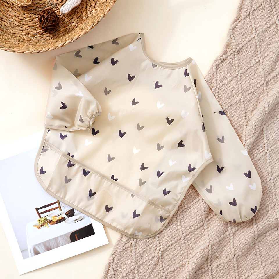  Long-Sleeve Baby Bib Animal Print Machine Washable Quick-Drying Universal Use for High Chairs Strollers Tables Infants&Toddlers 