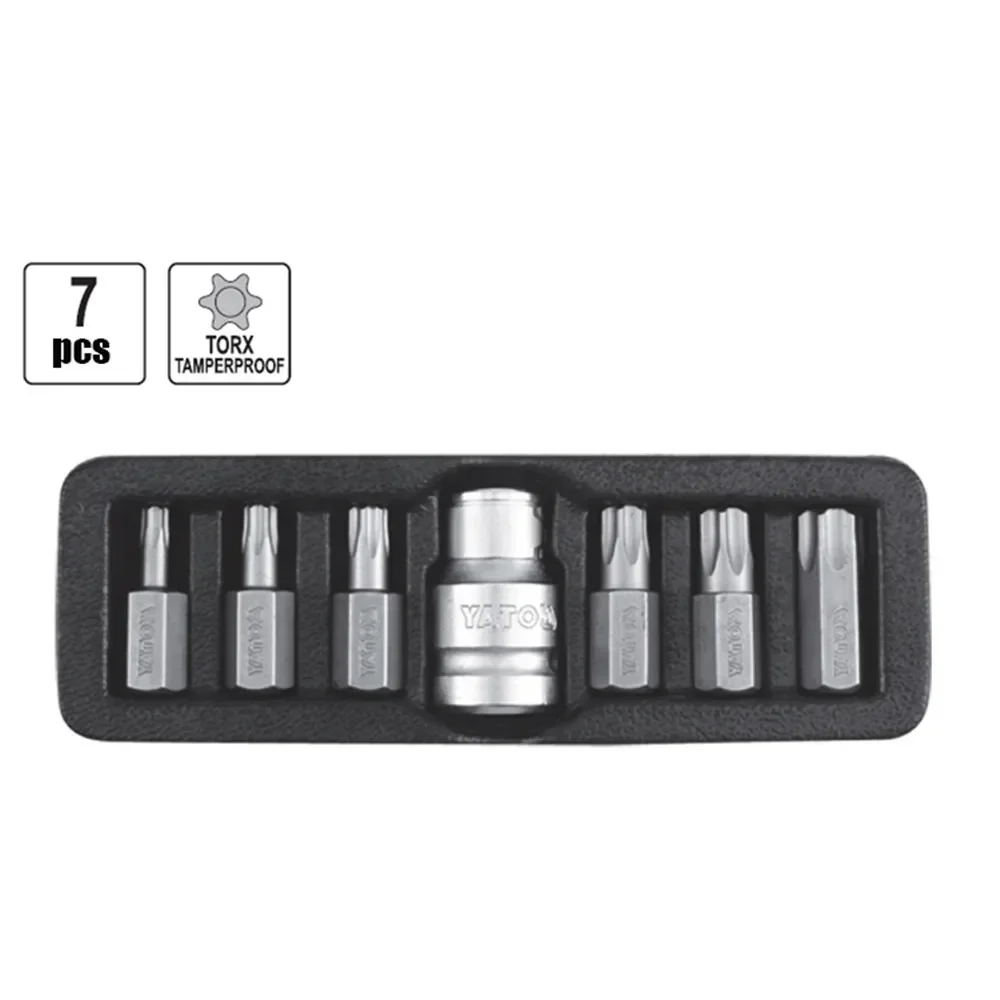 2025 NUOVO Set di punte per cacciavite da 7 pezzi 3/8 "10 mm con manicotto adattatore da 1/2" per Scanalatura Torx Hex RIBE L30mm S2