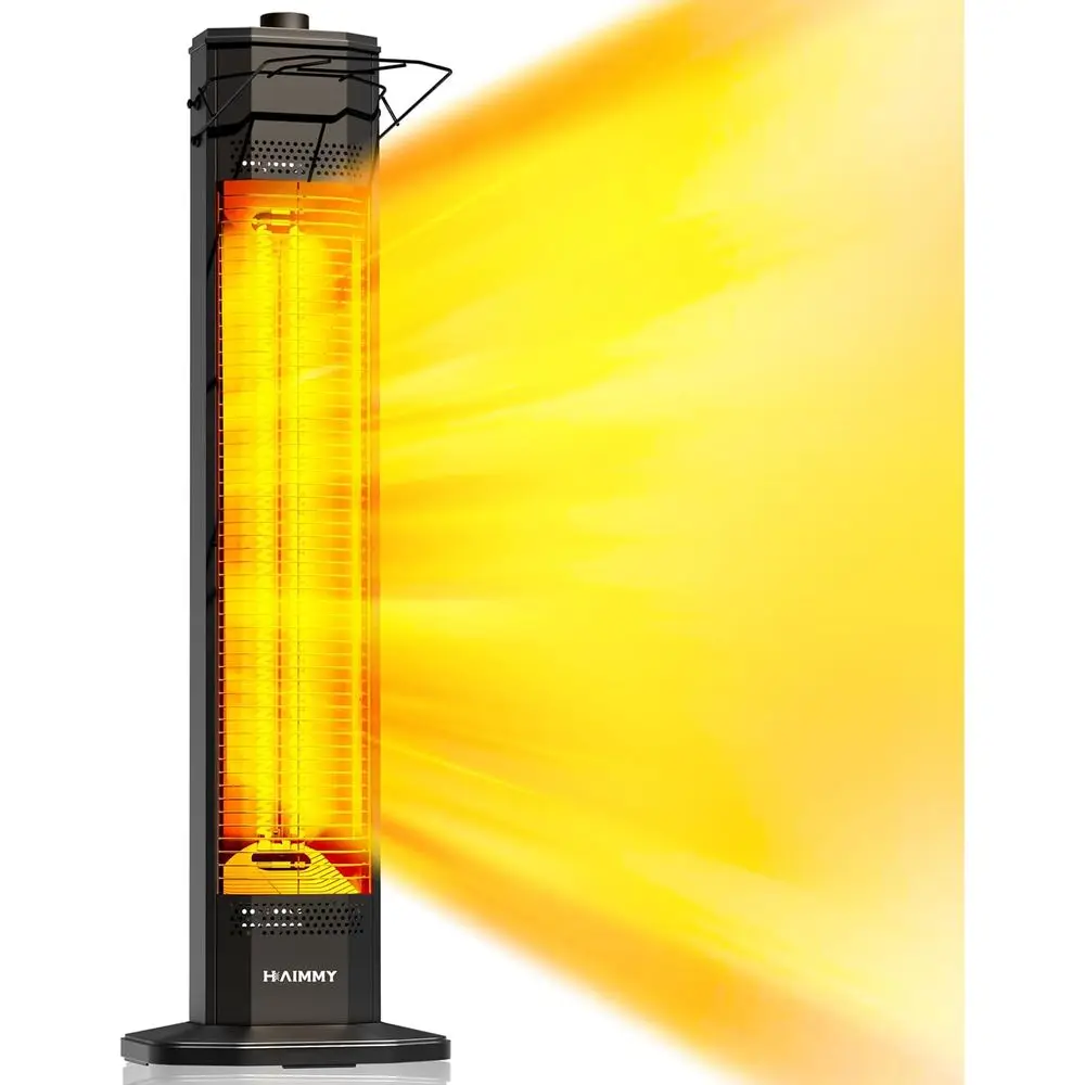 

34-Inch 1500W Electric Infrared Patio Heater with 3 Adjustable Heat Settings, Waterproof and Safe for Indoor and Outdoor Use