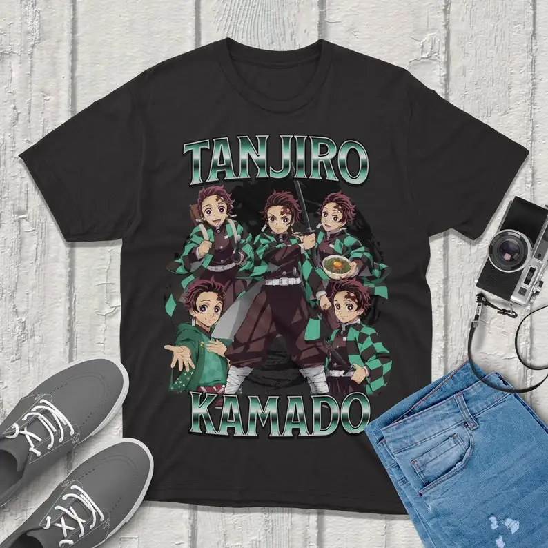 Tanjiro Kamado Kimetsu no Yaiba Demon Slayer T-Shirt Anime Graphic Tee Vintage