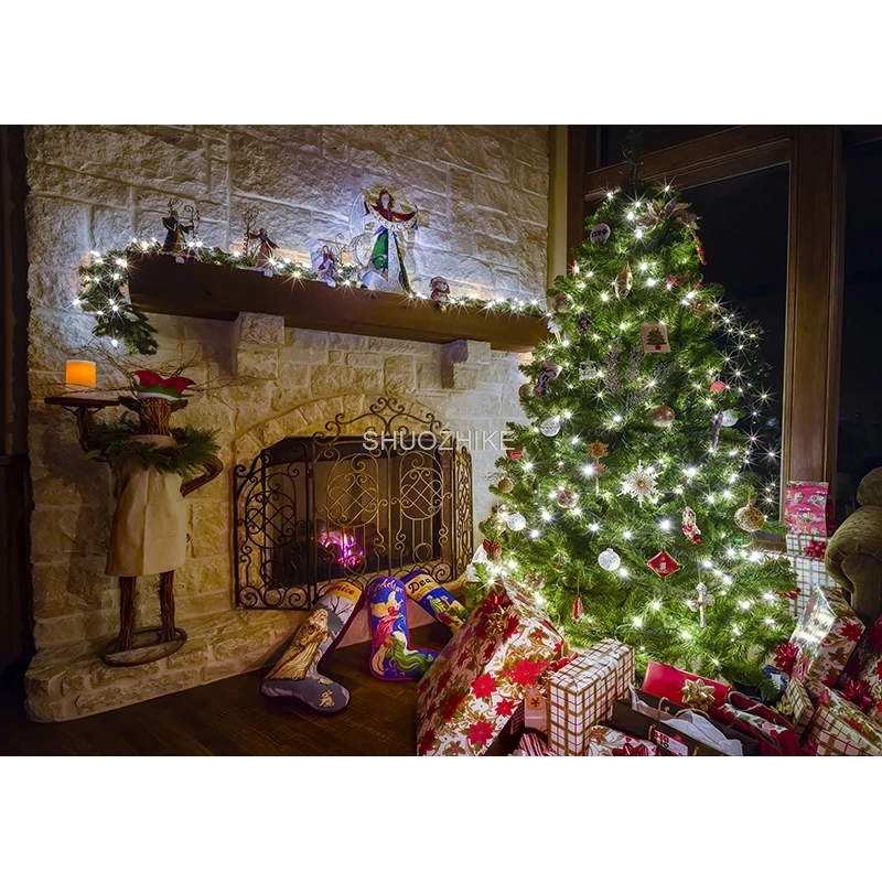 SHUOZHIKE Christmas Theme Photography Background Snowman Christmas tree Portrait Backdrops For Photo Studio Props DHT-03