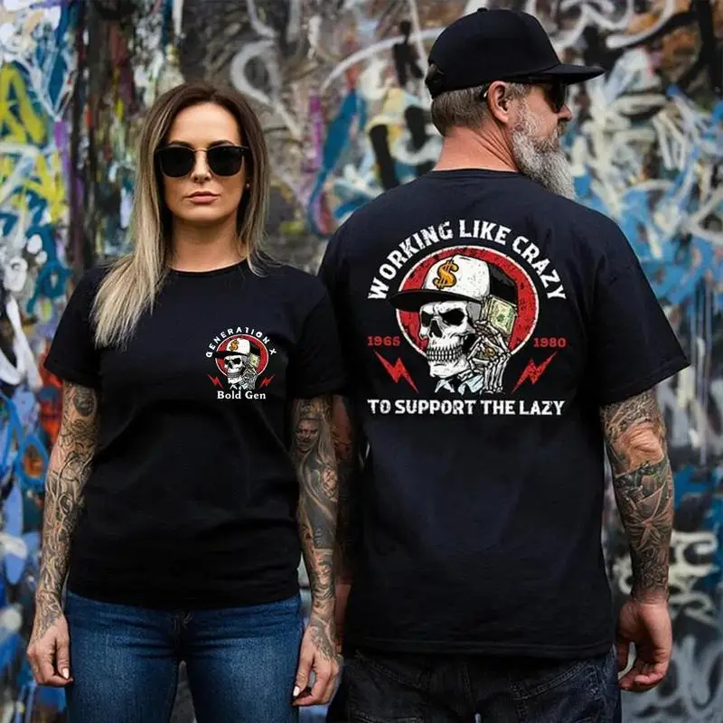 

Working Like Crazy Shirt for Men Organic Cotton Short Sleeve Round Neck Universal Fit Tee All Seasons Menswear Comfortable