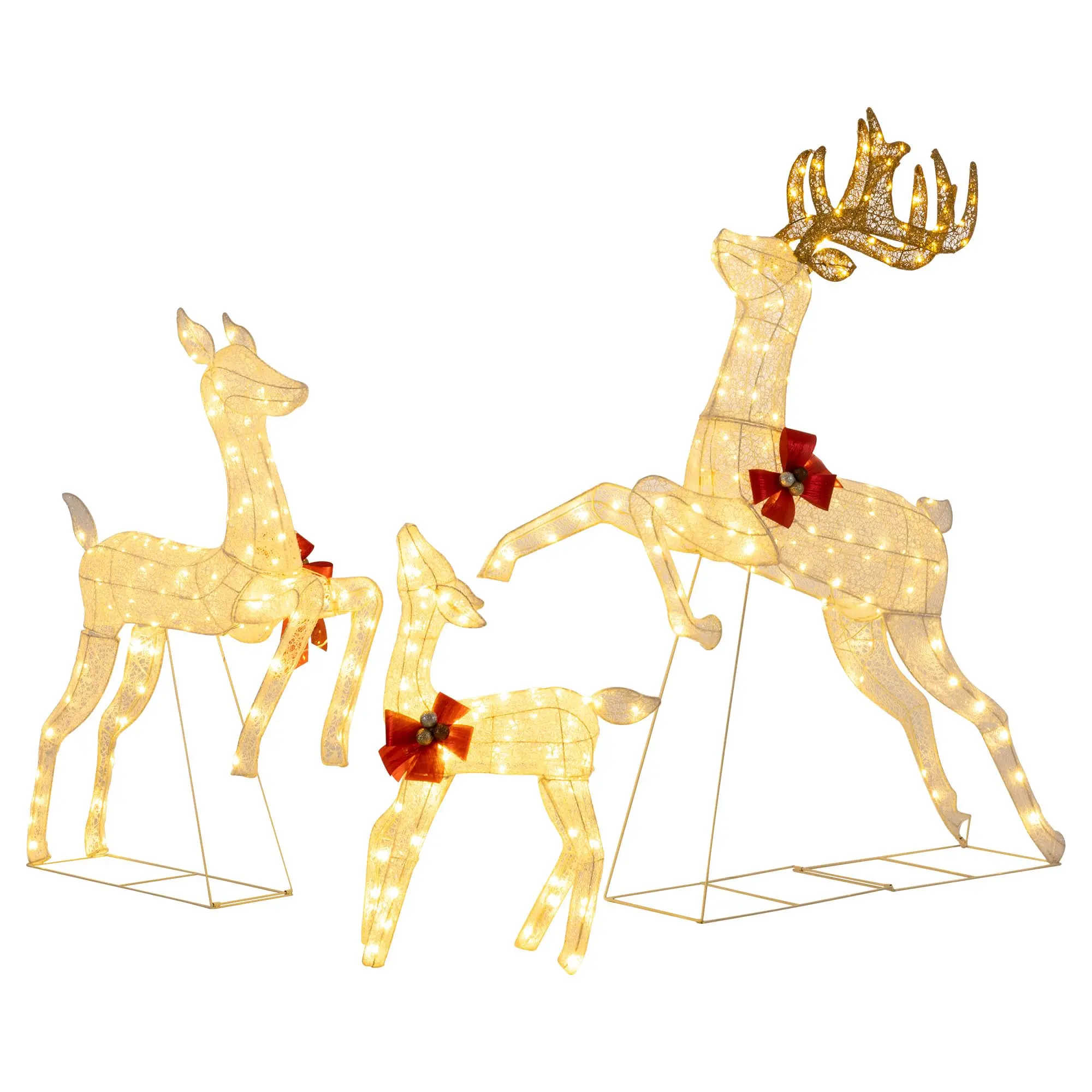 5 FT Lighted Christmas Reindeer Family Set of 3, Warm Yard Decorations