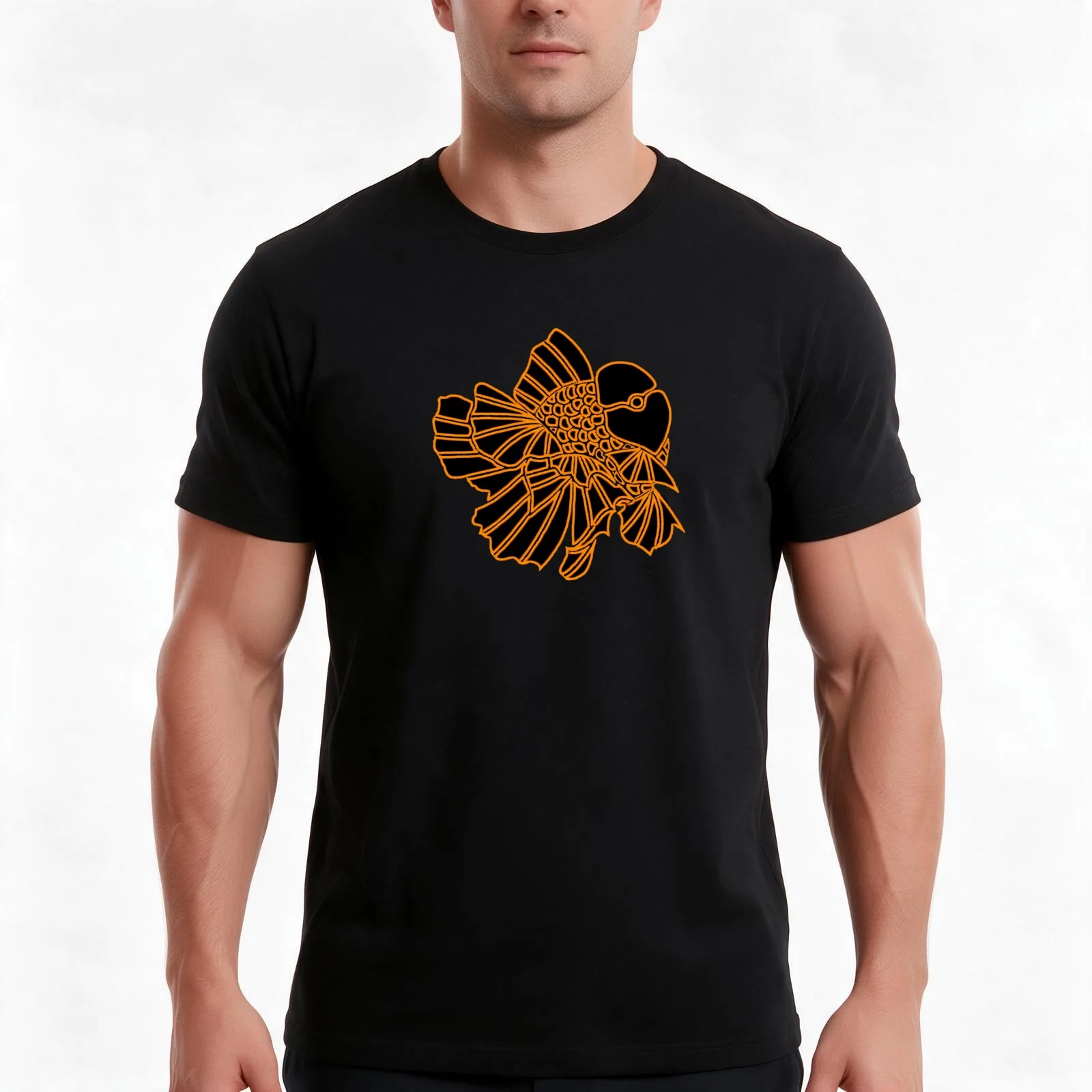 Oranda Fancy Goldfish Logoin Black background T-Shirt Summer Casual Cotton Tee Oversized Streetwear Tops Unisex Men Women