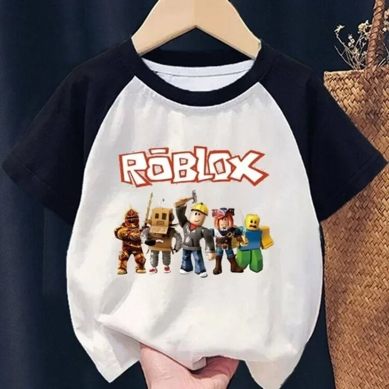 تي شيرت قطني بأكمام قصيرة مطبوع عليه رسوم متحركة من Game Roblox Anime للأطفال في المنزل، هدية عيد ميلاد لألعاب الرسوم المتحركة #1
