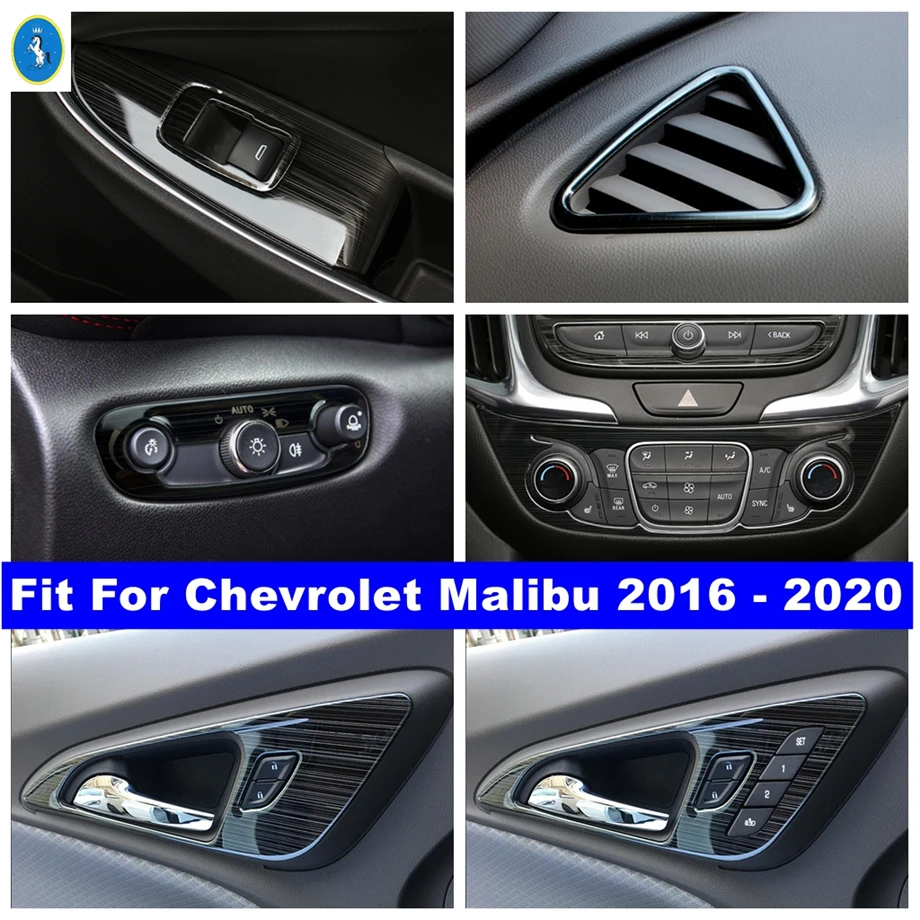 

Door Bowl / Armrest Lift Button / Lights Control Air AC Panel Cover Trim For Chevrolet Malibu 2016 - 2020 Car Black Accessories