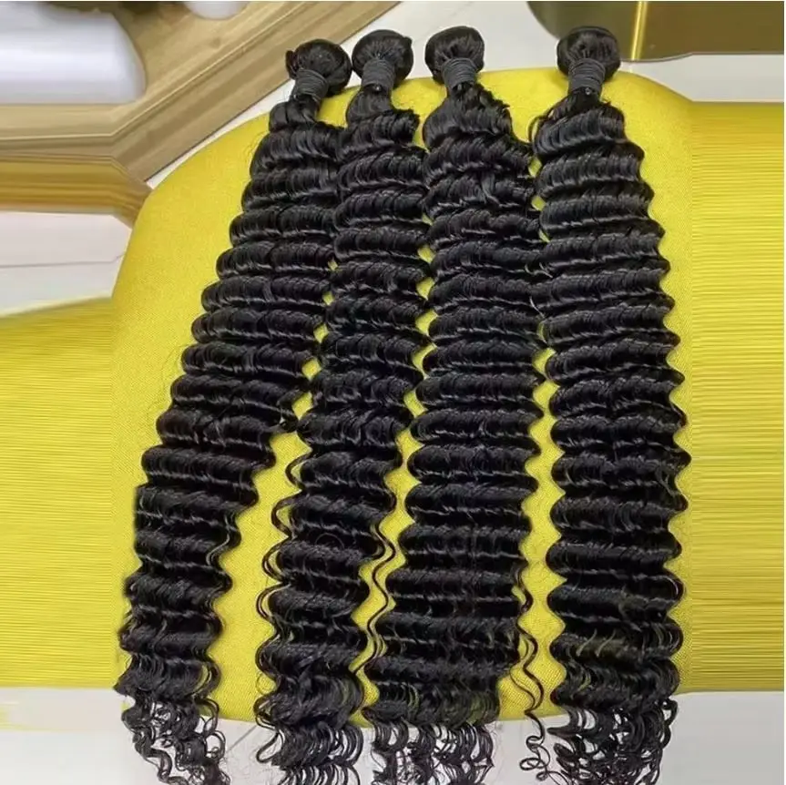 Deep Wave Human Hair Bundles 18 20 22 Inch Unprocessed Brazilian Virgin Hair Deep Curly Straight Body Wave Natural Black Wet And Wavy Bundles 3 Pack Style Keep Texture Silky Soft Hair Extension