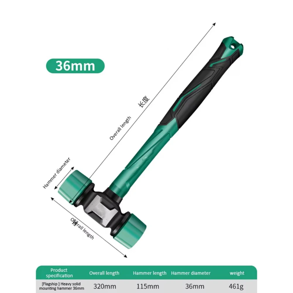 Non-Slip Rubber Mallet with Flat and Contoured Faces for Flooring for tile and Wood Applications 34.5 x 13.5 x 4.3cm