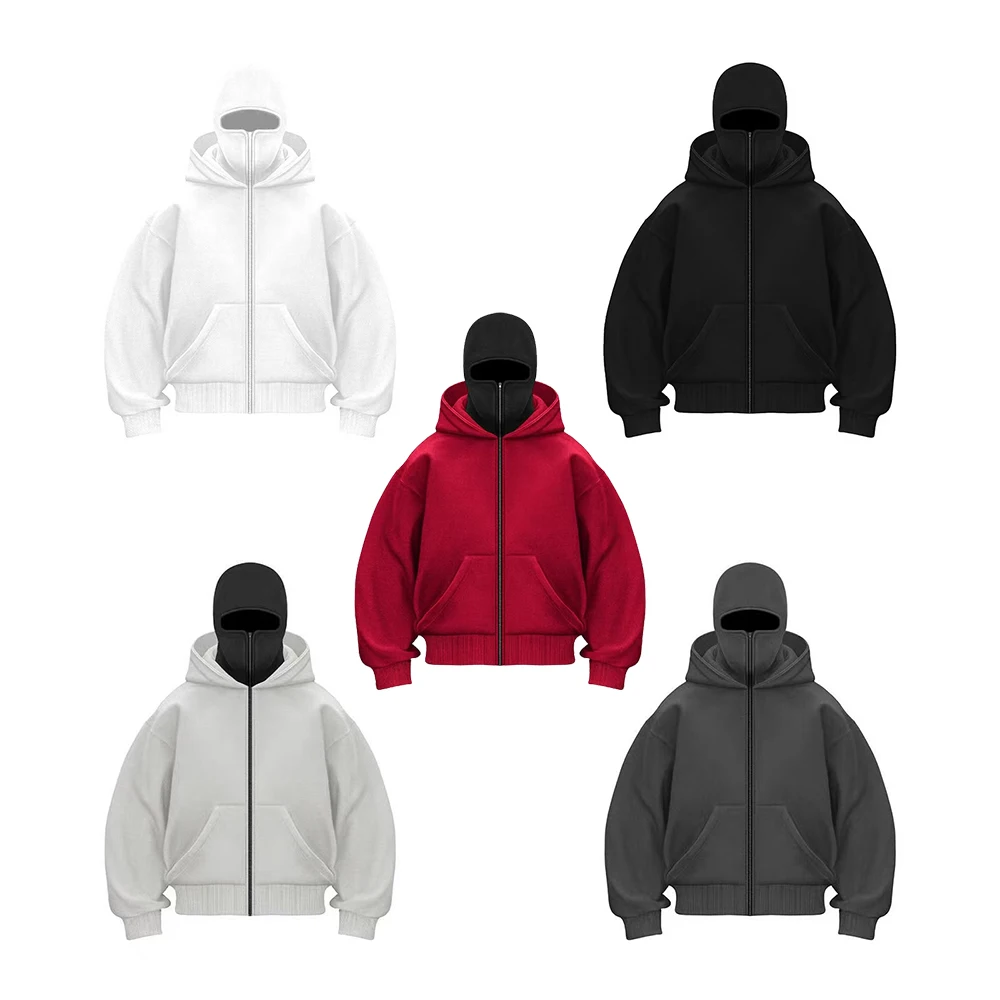 Trendy brand fleece double hat unique design hooded sweatshirt autumn and winter new item for men and women loose Y2K sweatshirt