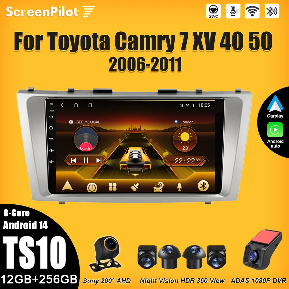 

Car Radio For Toyota Camry 7 XV 40 50 2006-2011 Multimedia Video Player Carplay Touch Screen RDS 8 Core 5G Touch Screen Wifi