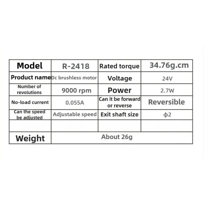Micro Brushless Motor DC 1 Intelligent Sweeper2V 24V 4500rpm 9000rpm High Speed PWM Reversed BLDC Motor 12 V Volt Engine 2418