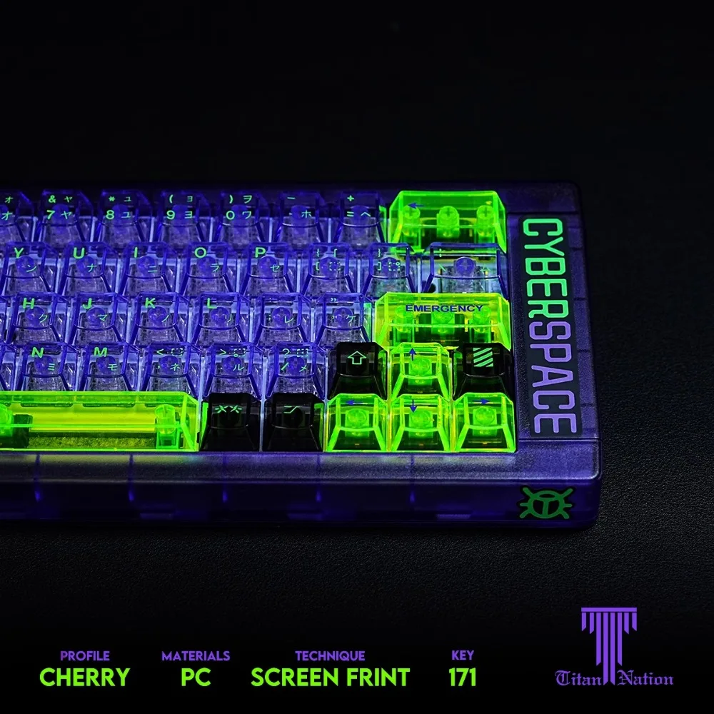 EVA-01 Mecha Theme Keycap Set PBT PC Custom Translucent Anime Keyboard Cap Cherry Profile Gaming KeyCap for Mechanical Keyboard