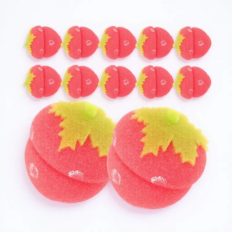 

12Pcs Strawberry Sponge Hair Curlers Red Set Soft Breathable Foam Curling Rollers Heatless Styling Tool for Natural Curls