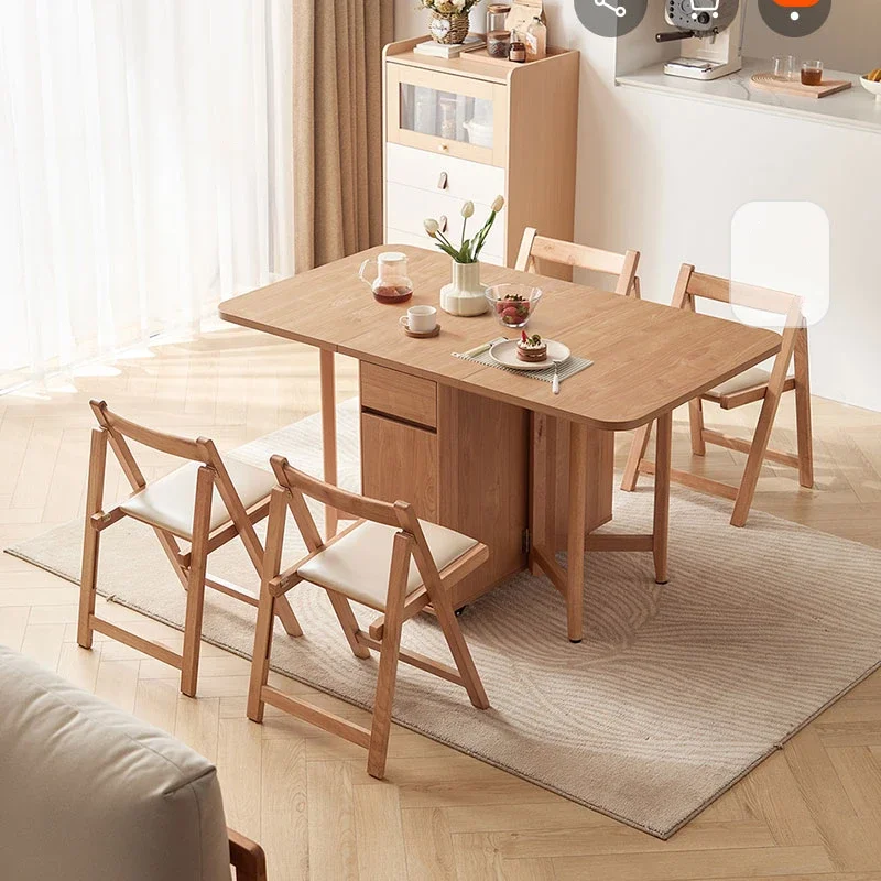 

Nordic Log Wind Slate Dining Table And Chair Combination Small Apartment Folding Table Set