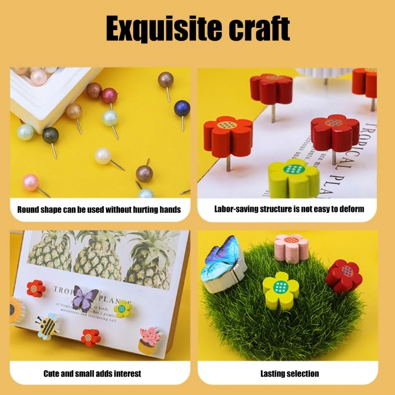 Blumen-Reißzwecken, Reißzwecken, Karten-Reißzwecken, Poster-Stecknadeln, Karten-Stecknadeln, Schul- und Bürobedarf