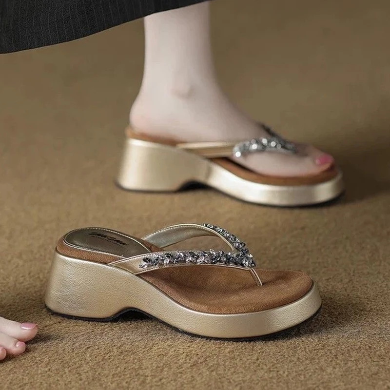 Crystal Slippers Women Platform High Heels Shoes Luxury Sandals Woman Flip Flops Dress Fashion Pumps Casual Sport Slides Mujer
