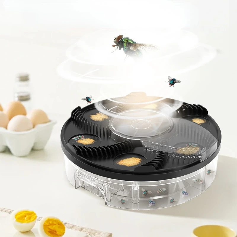 USB Electric Rotating Fly Catcher Automatic Fly Trap with Bait Tray Reusable Quiet Safe Household Pest Catcher for Home Kitchen