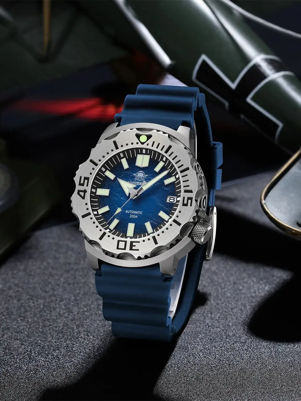 Addiesdive Mannen Mechanische Horloges Saffierglas 42 Mm Surfen Blauwe Wijzerplaat C3 Lichtgevende 200 M Waterdicht Duik Roestvrij staal Relogio - afbeelding 2