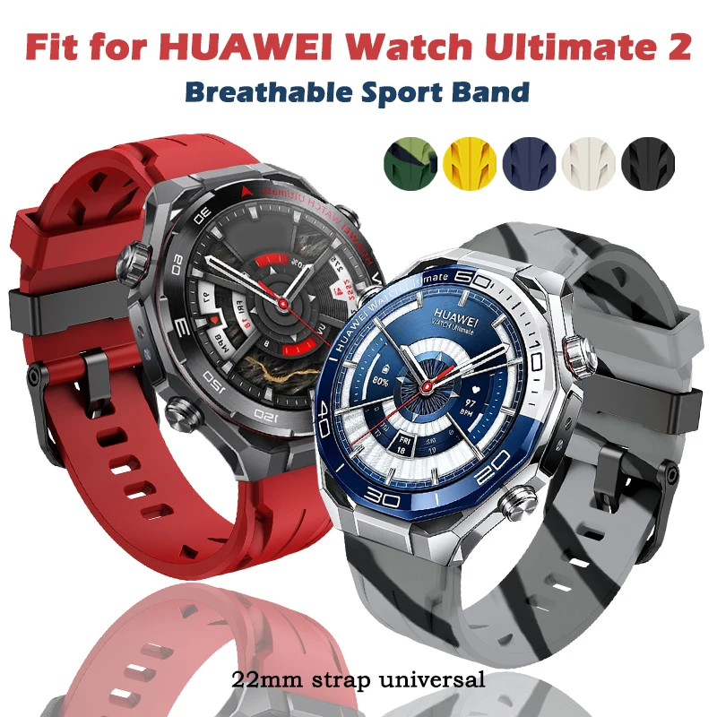 

22mm Silicone Band for Huawei Watch Ultimate 2 Sports Watchband Compatibale with Huawei Watch GT6 Pro GT6 GT5 GT4 GT3 46mm