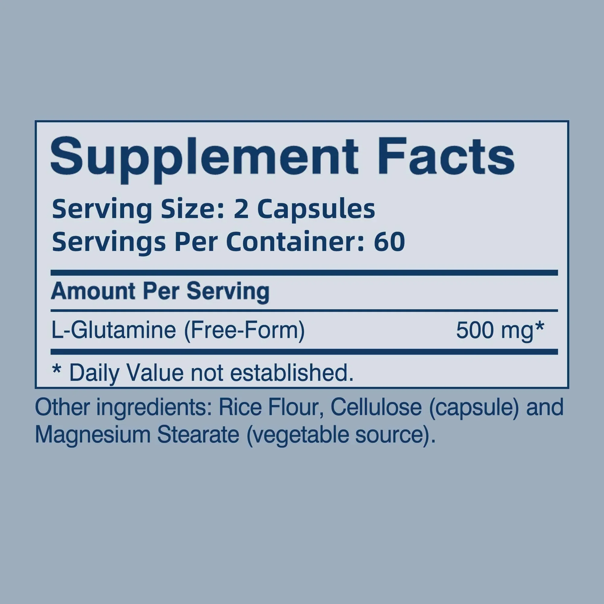 L-Glutamine 500 ملغ - يعزز نمو العضلات والانتعاش، ويحسن المناعة - 120 كبسولة