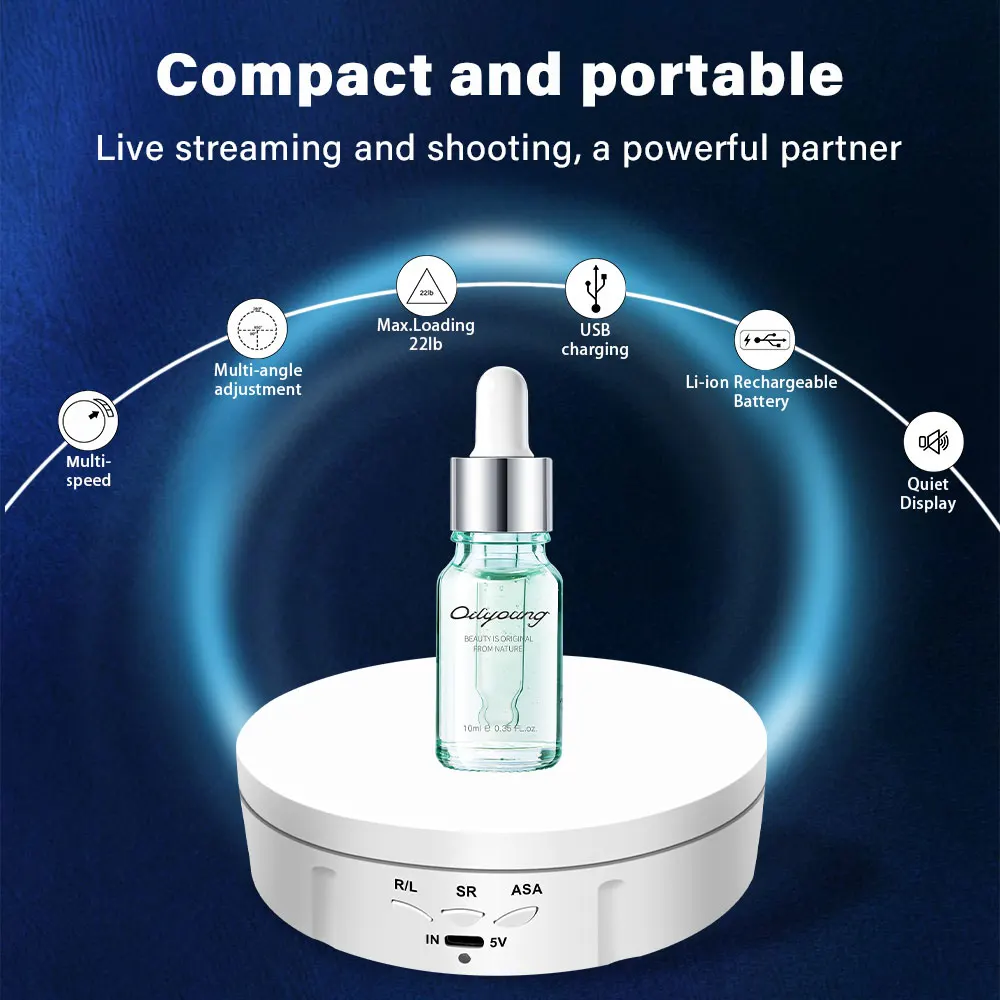 

Вращающийся поворотный стол с питанием от USB, 3 скорости, 360 градусов ° Моторизованная подставка для демонстрации товаров при фотосъемке и видеосъемке