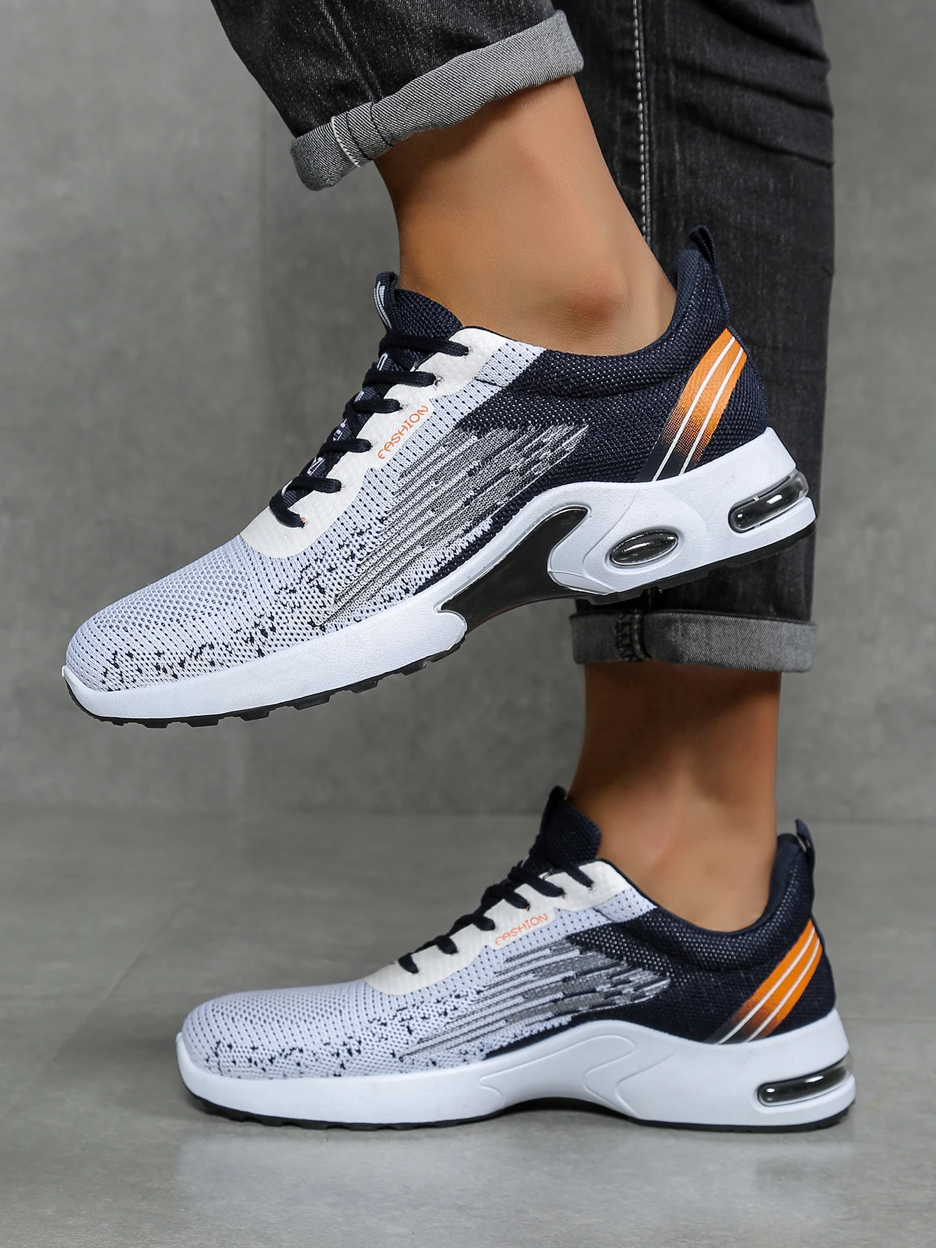 Atmungsaktive Schnür-Laufschuhe für Herren, Gestrickte Mesh-Freizeitschuhe, Bequeme Schuhe mit Gepolsterter Sohle für den Täglichen Gebrauch – Detail 3