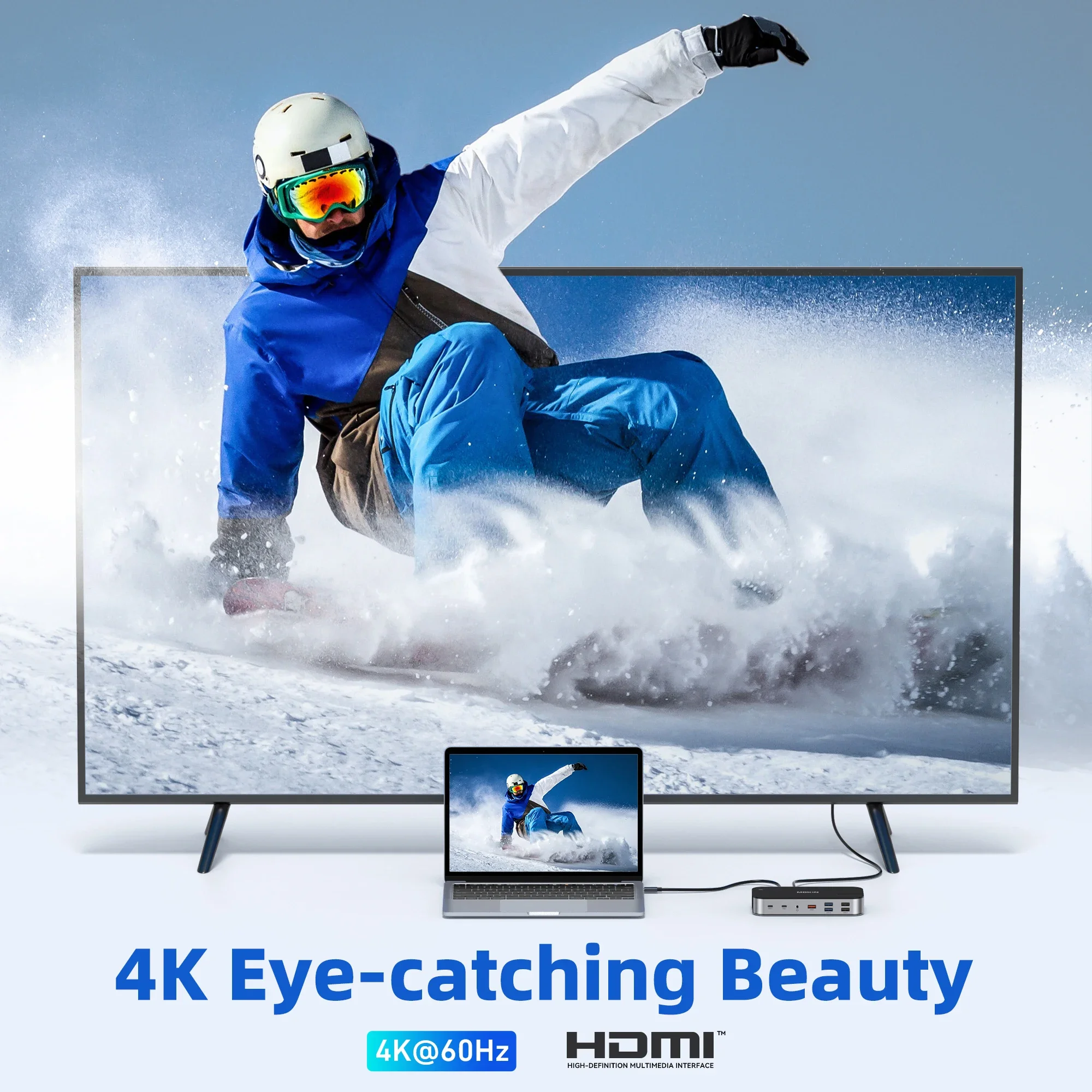 MOKiN 15 в 1 USB C Док-станция для ноутбуков USB HUB-4K60Hz 3 HDMI USB 3.1 RJ45 SD/TF Audio PD 100 Вт Адаптер для Macbook Pro Air