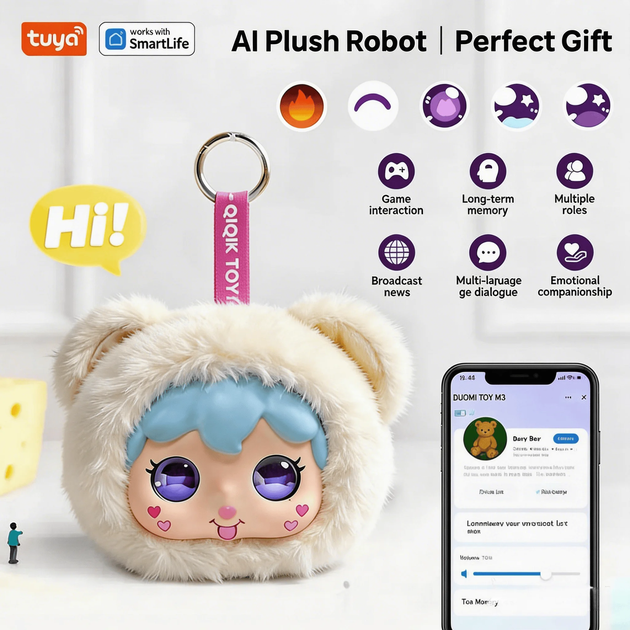 2026 New AI Smart Toy with ChatGPT, Kids Toy - Multilingual Emotional AI Companion Toy, Interactive Learning Assistant & Memory Trainer for Kids 12+, Parental Control App with Chat Summary