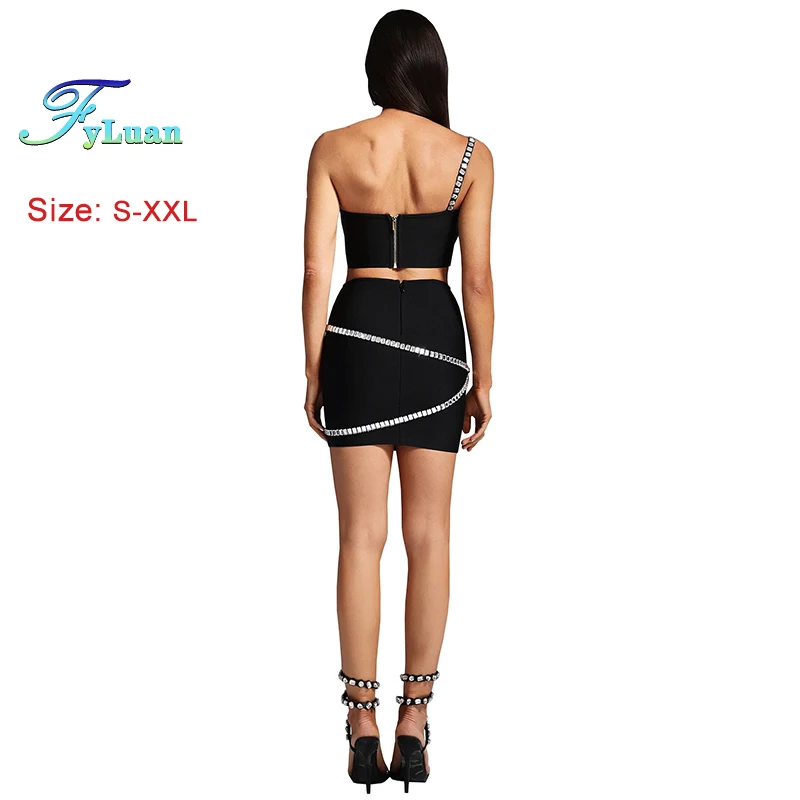 Conjunto de falda corta para mujer, Tops con hombros inclinados y minifalda con temperamento, vestidos de graduación, conjunto de dos piezas, novedad de verano 2025