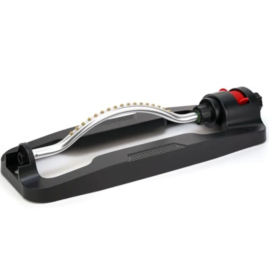 

Lawn Sprinkler for Garden with Oscillating Function 17 Brass Nozzles Heavy Weight Thick and Sturdy Plastic Base Integrated with