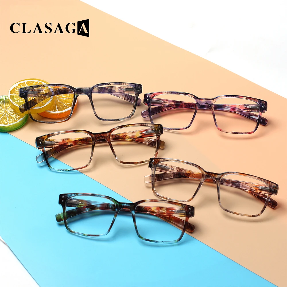 

CLASAGA Blue Light Blocking Fashion Prescription Reading Glasses Men Women Spring Hinge HD Computer Reader+2.0+3.0+4.0