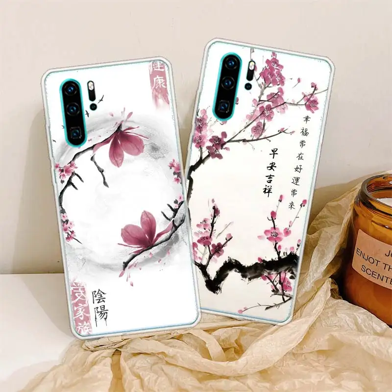 Cherry Blossom Tree Phone Case For Huawei P50 Pro P40 P30 Lite P20 P10 Coque Mate 10 Lite 20 30 40 Pro Cover Capa Shell