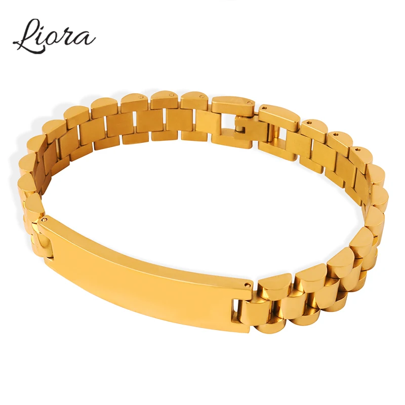 

Liora Trendy Watch Chain Bracelets For Women Men Stainless Steel Square Wristband Bracelets Unisex Fashion Waterproof Jewelry