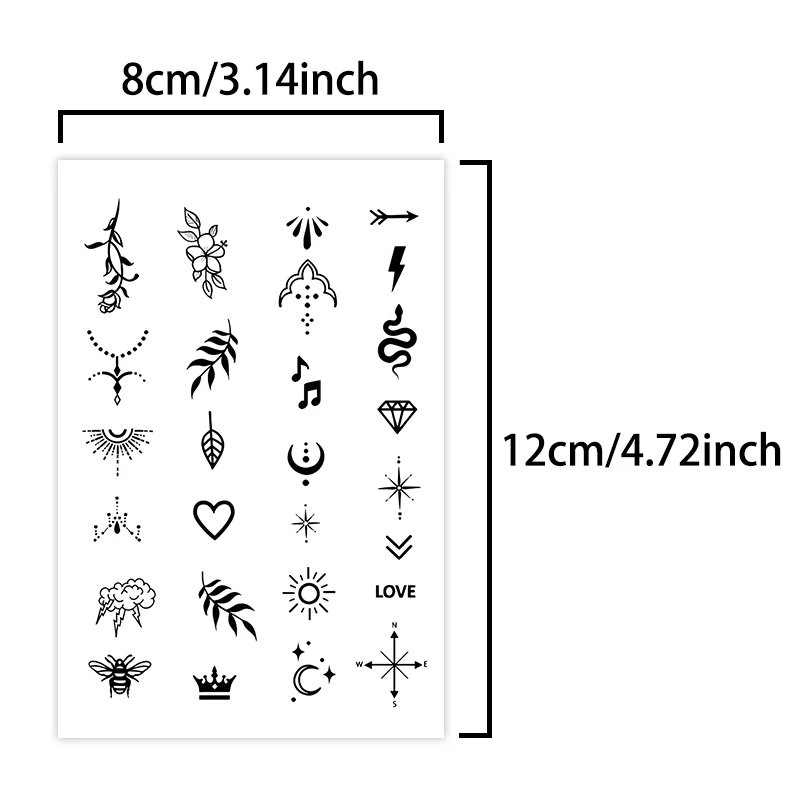 1Pc Small Pattern Waterproof Temporary Tattoo Stickers, Long-lasting Waterproof for One to Two Weeks, Suitable for Finger, Plam.