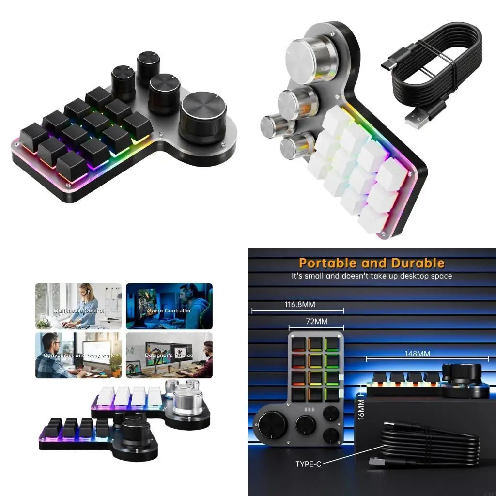 

C90F Механическая клавиатура с 12 программируемыми функциями и 4-кнопочной RGB-подсветкой для геймеров