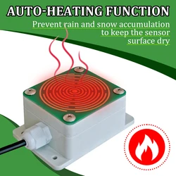 Rain and Snow Sensor Transmitter IP65 Output RS485 0-2V 0-5V 0-10V 4-20mA Weather Induction Detection Heating Anti-icing