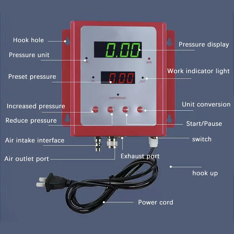 Inflador de pneus totalmente automático inteligente, pressão de pneu predefinida, carregamento automático e deflação, inflador de alta precisão