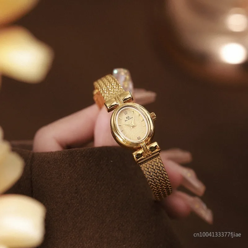 

Новые часы, элитный бренд, овальные кварцевые часы, подарки для женщин, винтажные элегантные водонепроницаемые золотые пшеничные браслеты, наручные часы Reloj