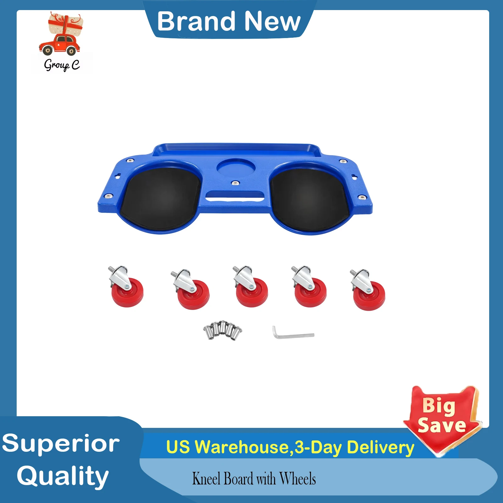 

Kneel Board with Wheels, Rolling Mechanic Knee Pads for Automotive Tire Service, Durable and Portable Kneeling Mat with Magnet