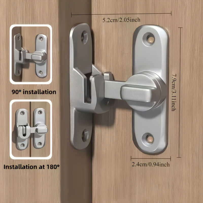 Zinc Alloy 90/180 Degree Flip Door Lock Home Security Sliding Door Latch Anti-theft Small Gate Latches Hardware Zinc Alloy Door