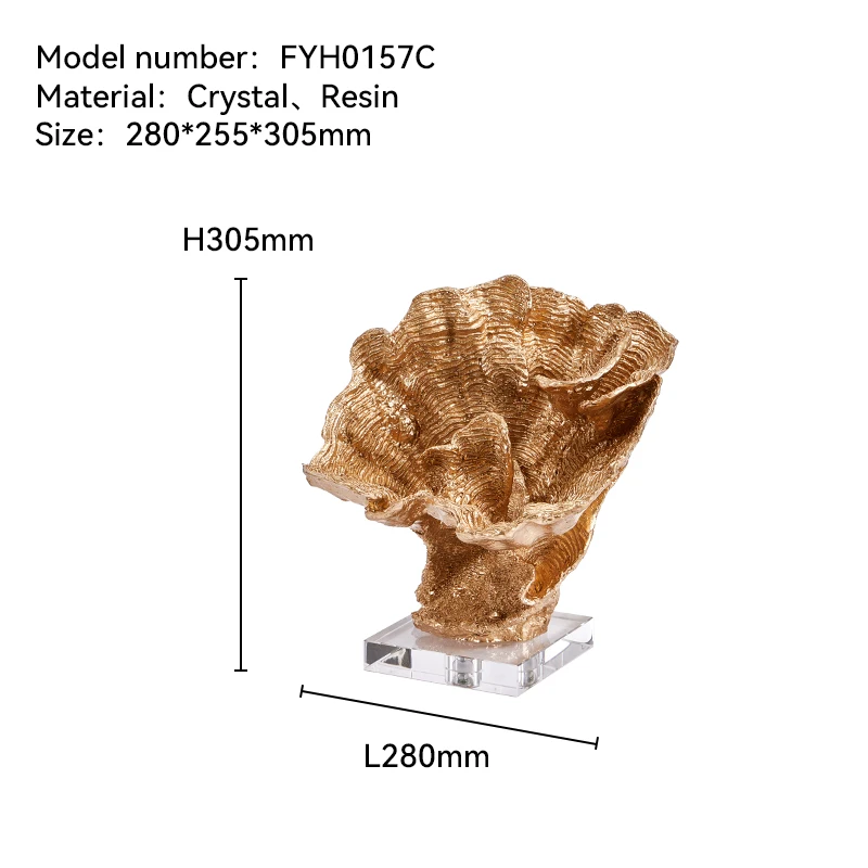 Luxury gold resin coral sculpture desktop object decoration living room home accessories