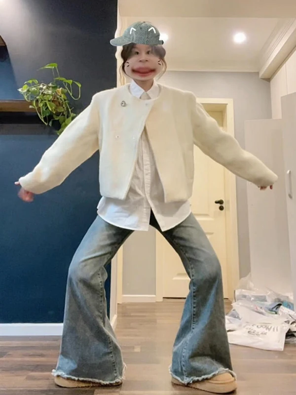 

Retro American Bell Bottom Jeans Women's High Waist Slimming Long Pants Spring Autumn New Style Wear Resistant Denim Skinnies