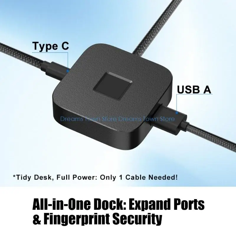 HX6A Zincs Alloy USB Fingerprints Reader USB Type C Port For Computer Fast Secure Login