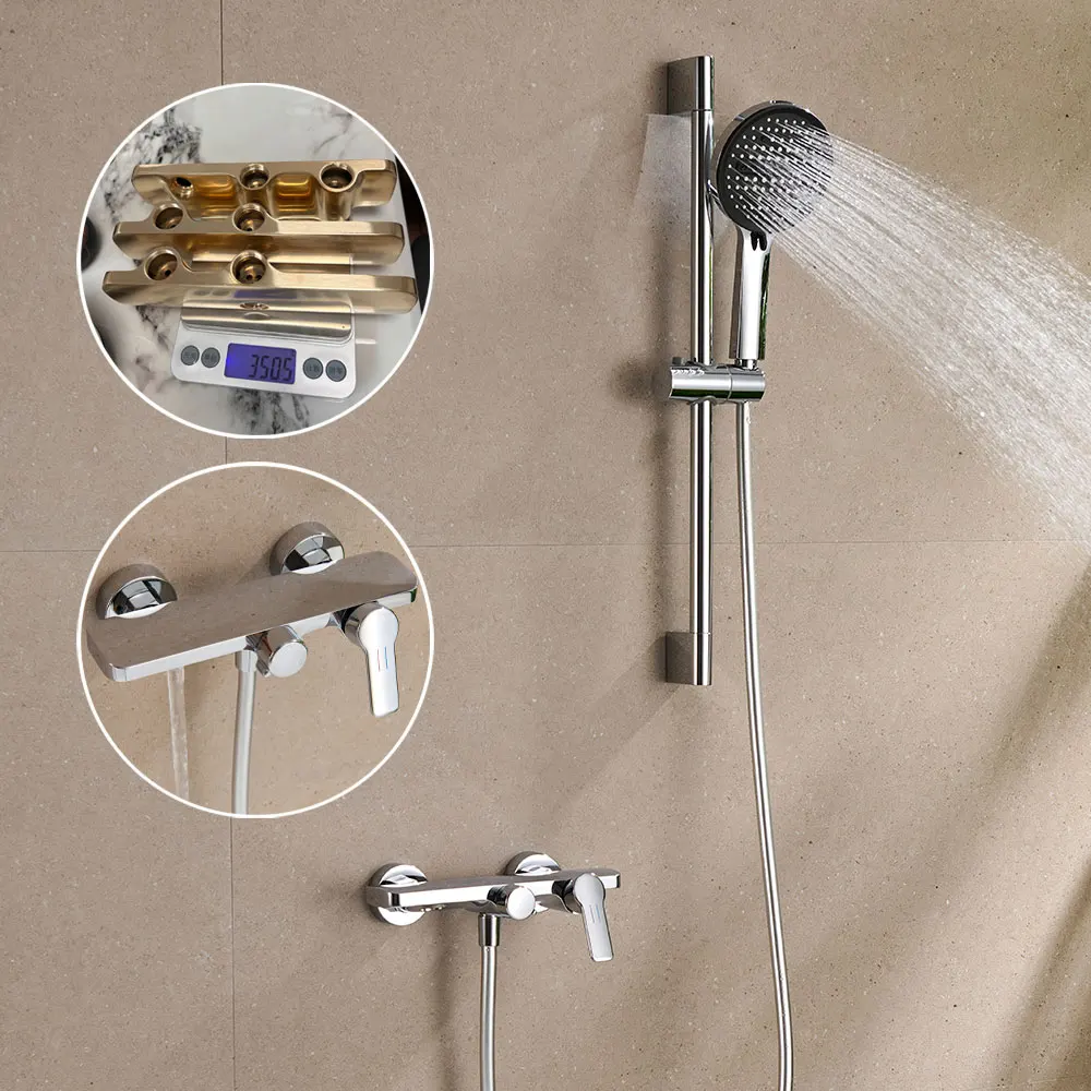 High Quality Copper Bathroom Shower Faucet Modern Split Bathtub Mixer Tap Rain Shower System Wall Mounted Complete Shower Set