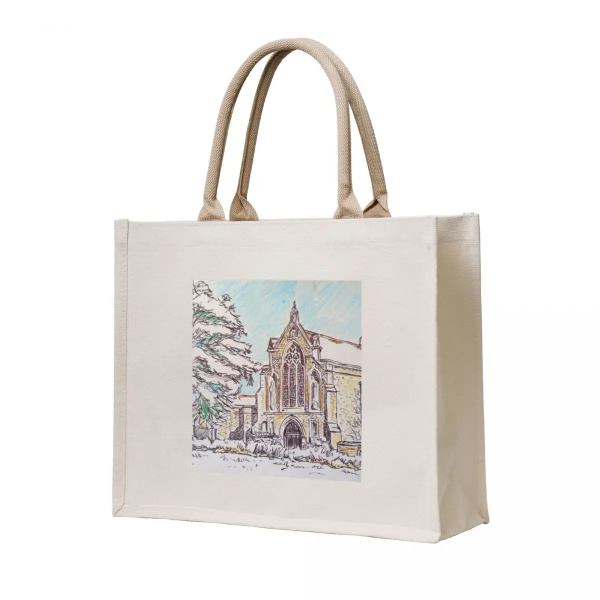 

Snowy chapel Tote Bag university shopper bag women bag Candy bags