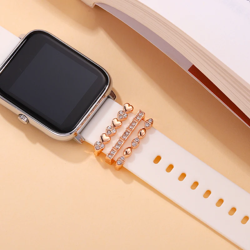 Dây Đeo Đồng Hồ Vòng Charm Bộ Dành Cho Iwatch 3 Cái/bộ Móng Tay Charm Phụ Kiện Cho Dây Đồng Hồ Dây Đeo Silicone Trang Sức Vòng Tay Charm