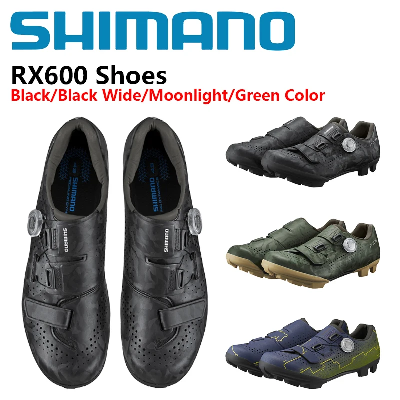 Shimano SH-RX600 Shoes GRAVEL Cycling Shoes SPD Carbon Fiber Reinforced Sole Black/Black Wide/Moonlight/Green Color Original
