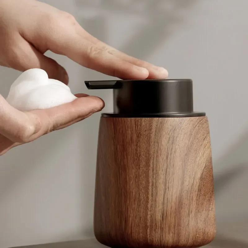 

300ml Walnut grain press type foaming bottle shower gel shampoo foam bottle luxury foam hand sanitizer bottle soap dispenser